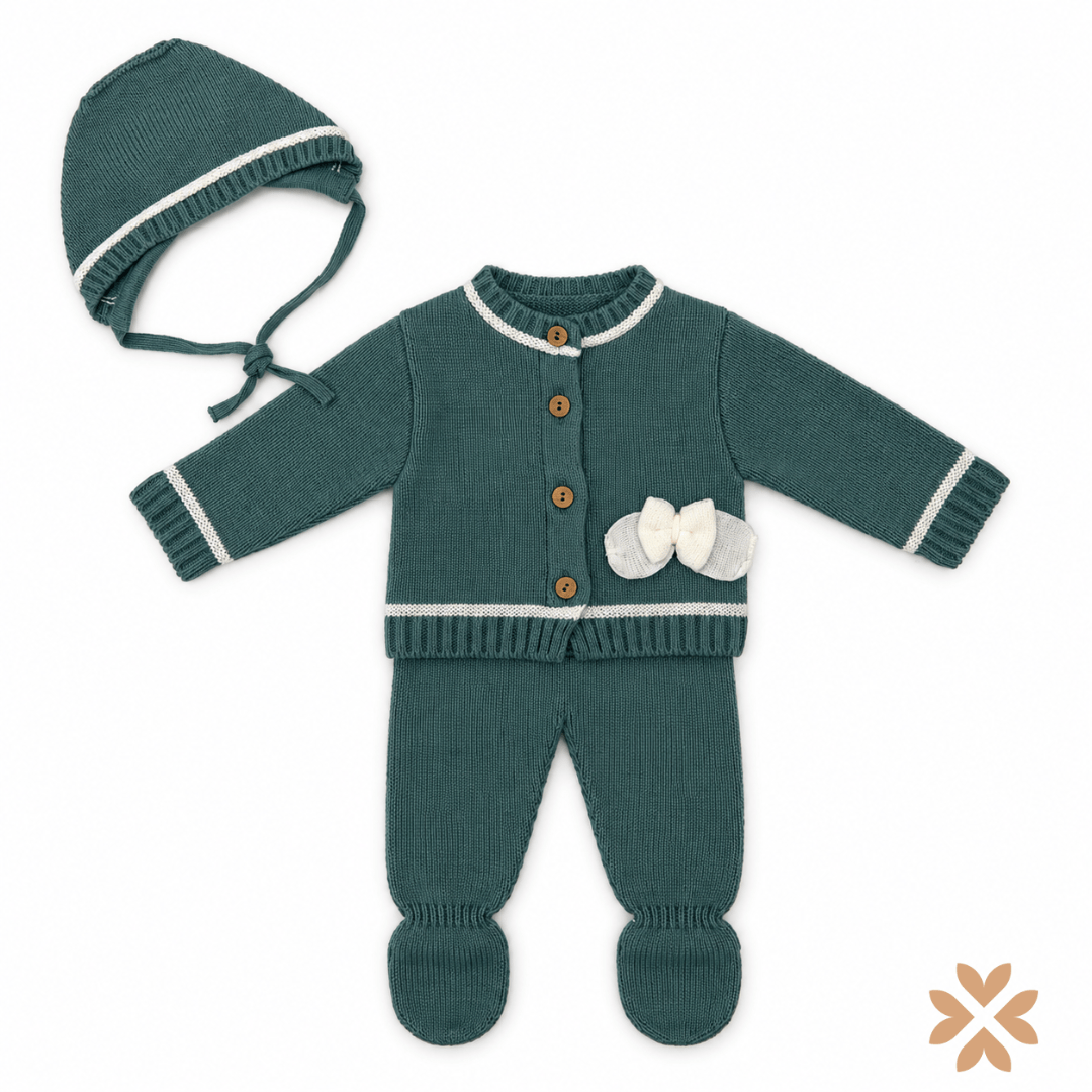 Tutina Spezzata in Maglia con Cuffietta - Baby Fashion