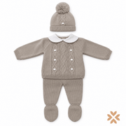 Tutina Spezzata in Maglia con Trecce e Cappellino - Baby Fashion