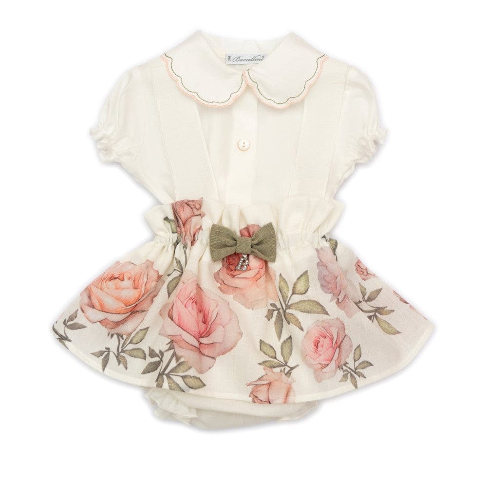 Barcellino - Blusa e salopette con rose