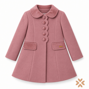 Cappotto rosa con dettagli in velluto - BBZ Creaciones