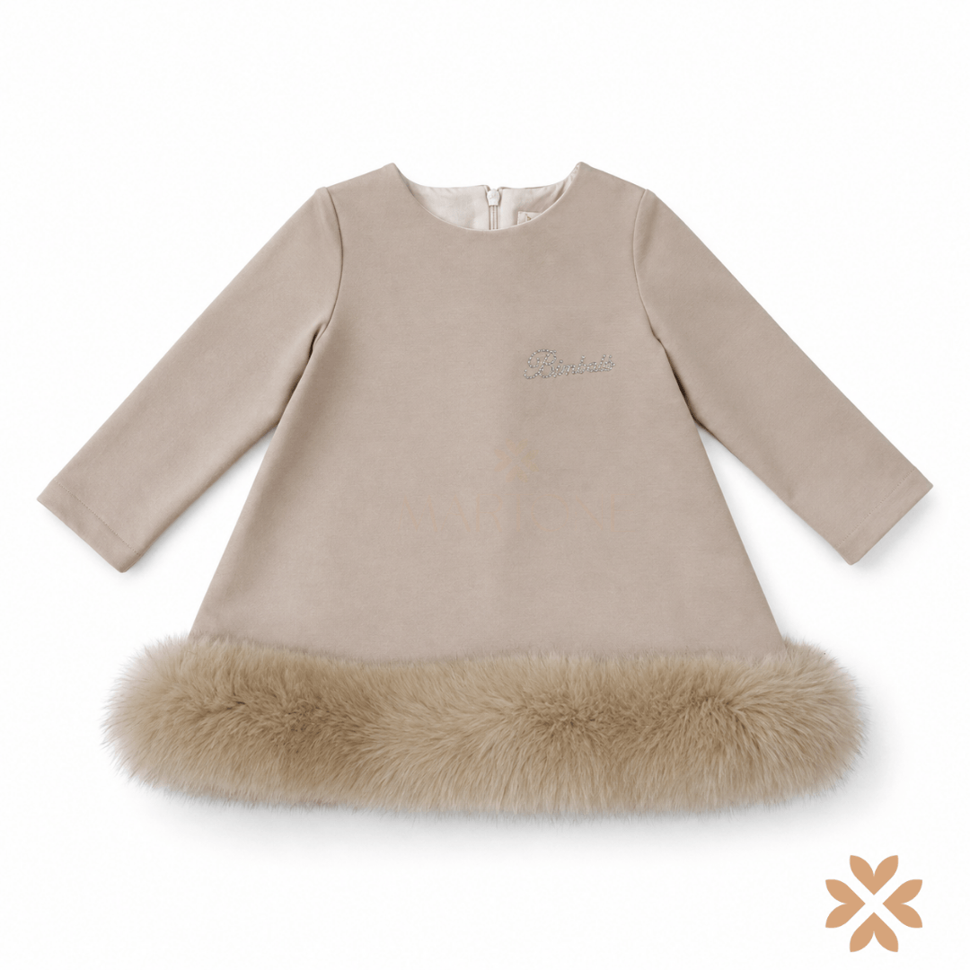 Abito Beige con Bordo in Pelliccia - Bimbalò
