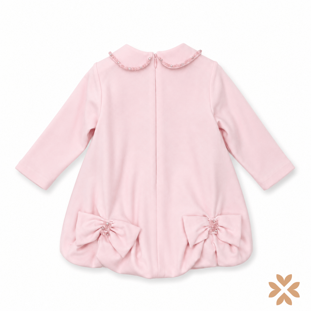 Abito Rosa con Colletto Gioiello e Fiocchi - Bimbalò