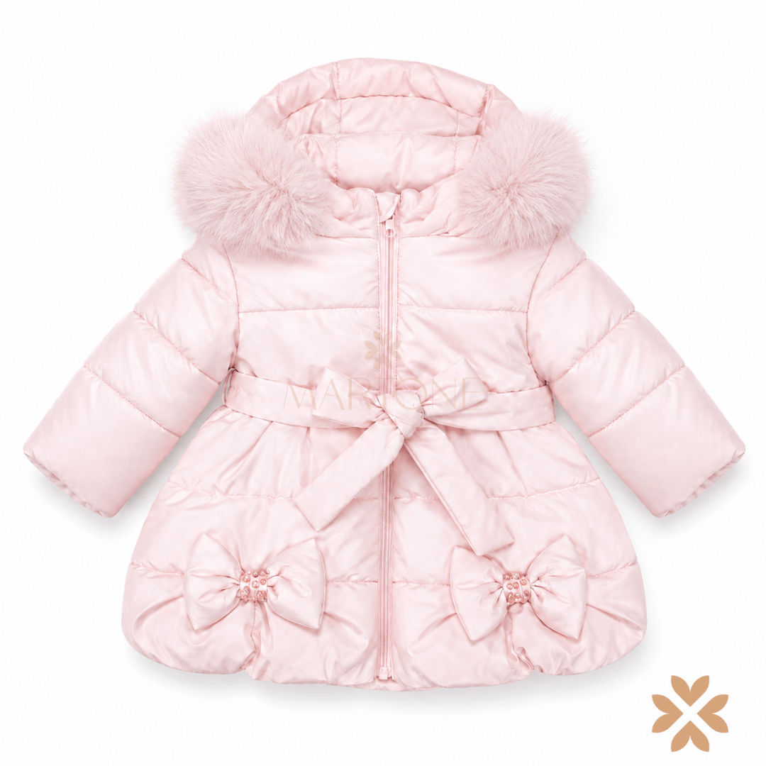 Piumino Rosa con Cappuccio e Fiocchi - Bimbalò