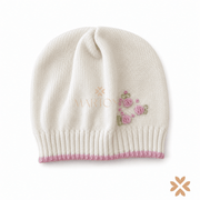 Cappellino in Lana Panna con Ricamo Floreale - Bimbalò