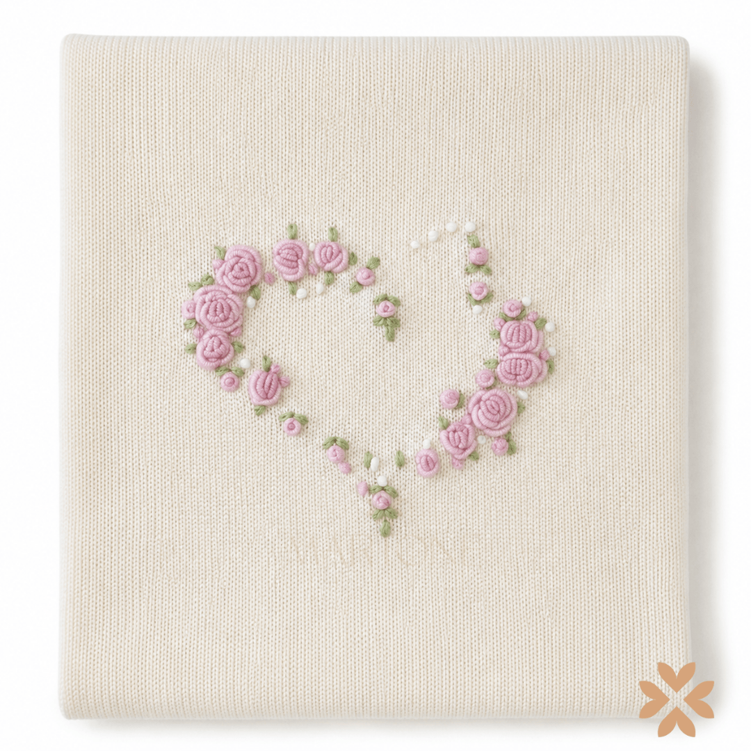 Coperta in Lana con Cuore Floreale - Bimbalò