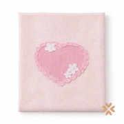 Copertina neonata in filo con cuore ricamato - Bimbalò