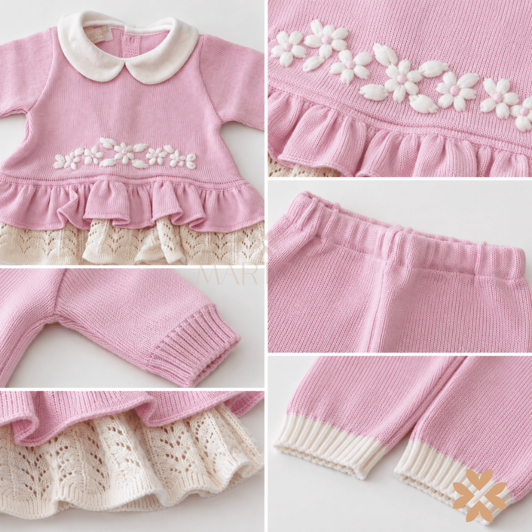 Completo Due Pezzi in Lana Rosa - Bimbalò