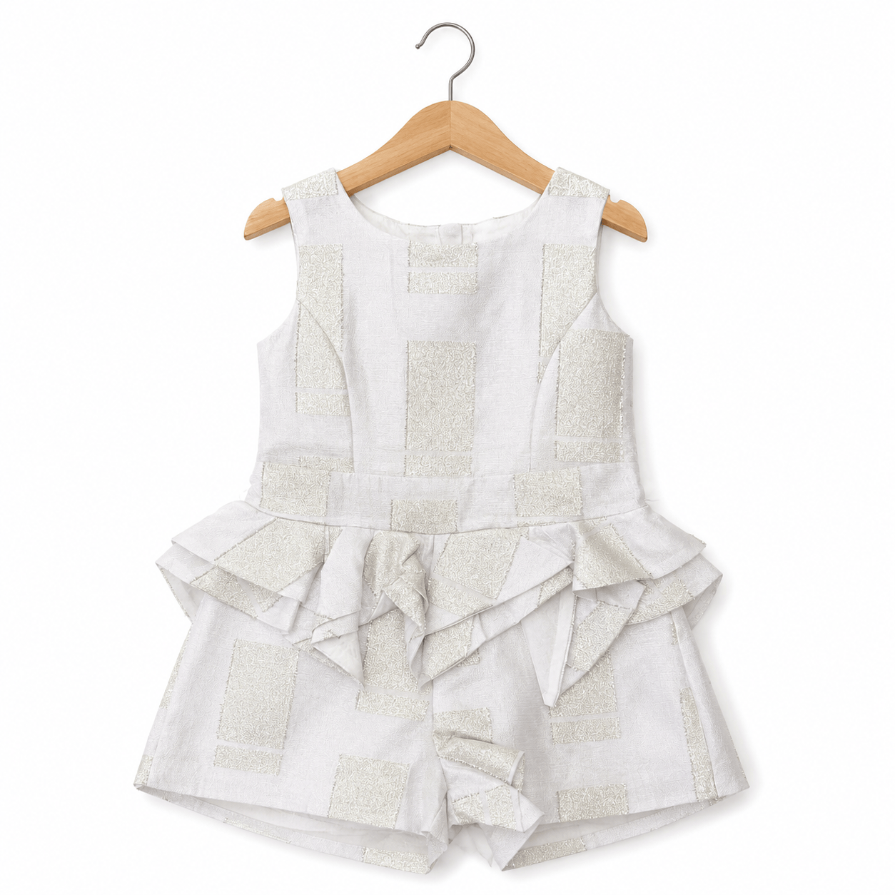 Tutina corta bambina bianca con inserti lurex Champagne