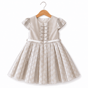 Abito elegante bambina microfantasia beige - Creazioni Luana