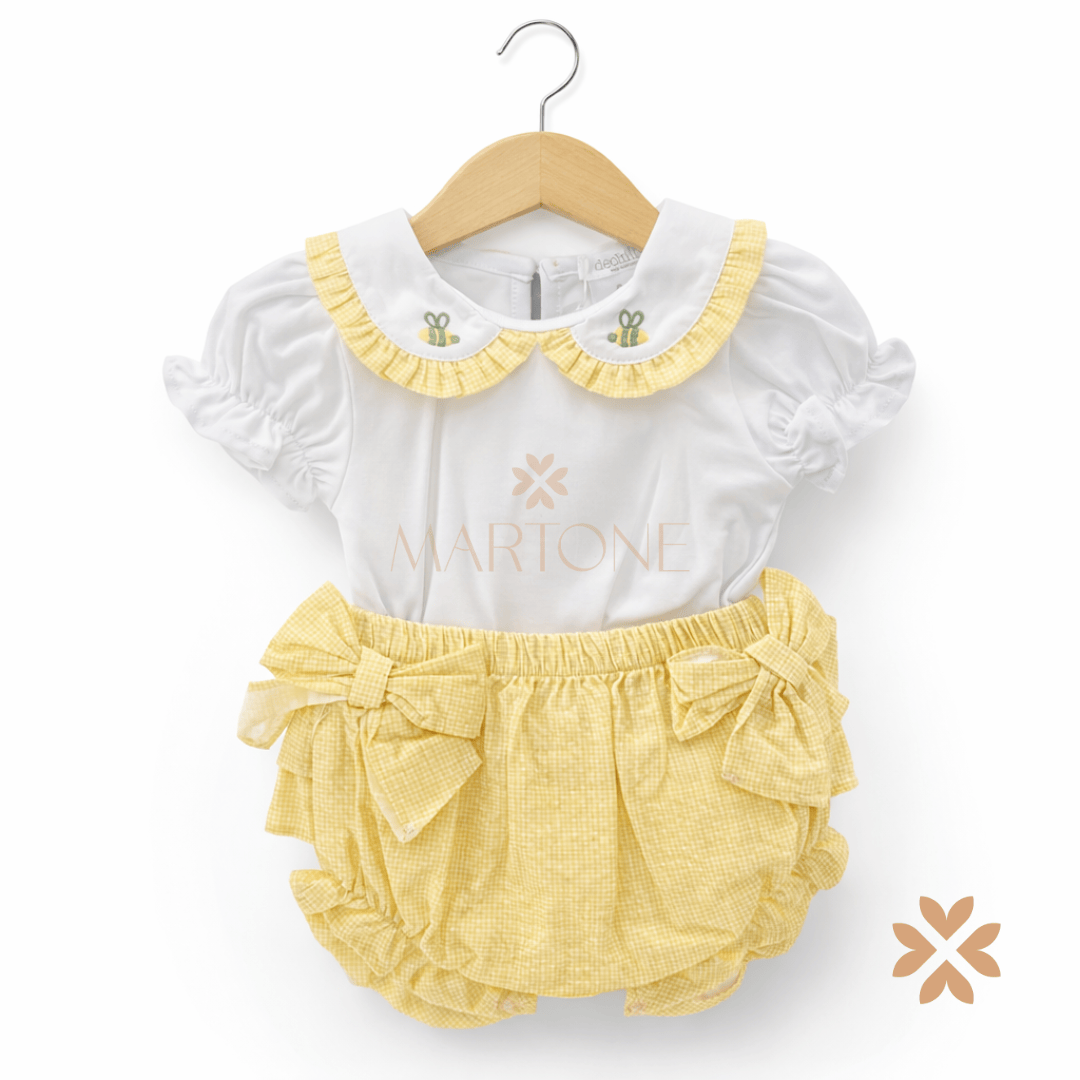 Blusa e culotte fiocchi gialli - Deolinda
