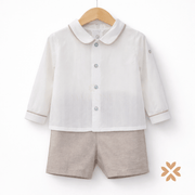 Completo bimbo camicia e bermuda in cotone e lino - Deolinda