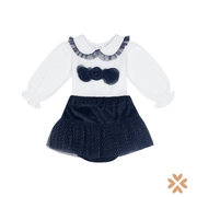 Completo Blusa con Culotte in Velluto Blu - Deolinda