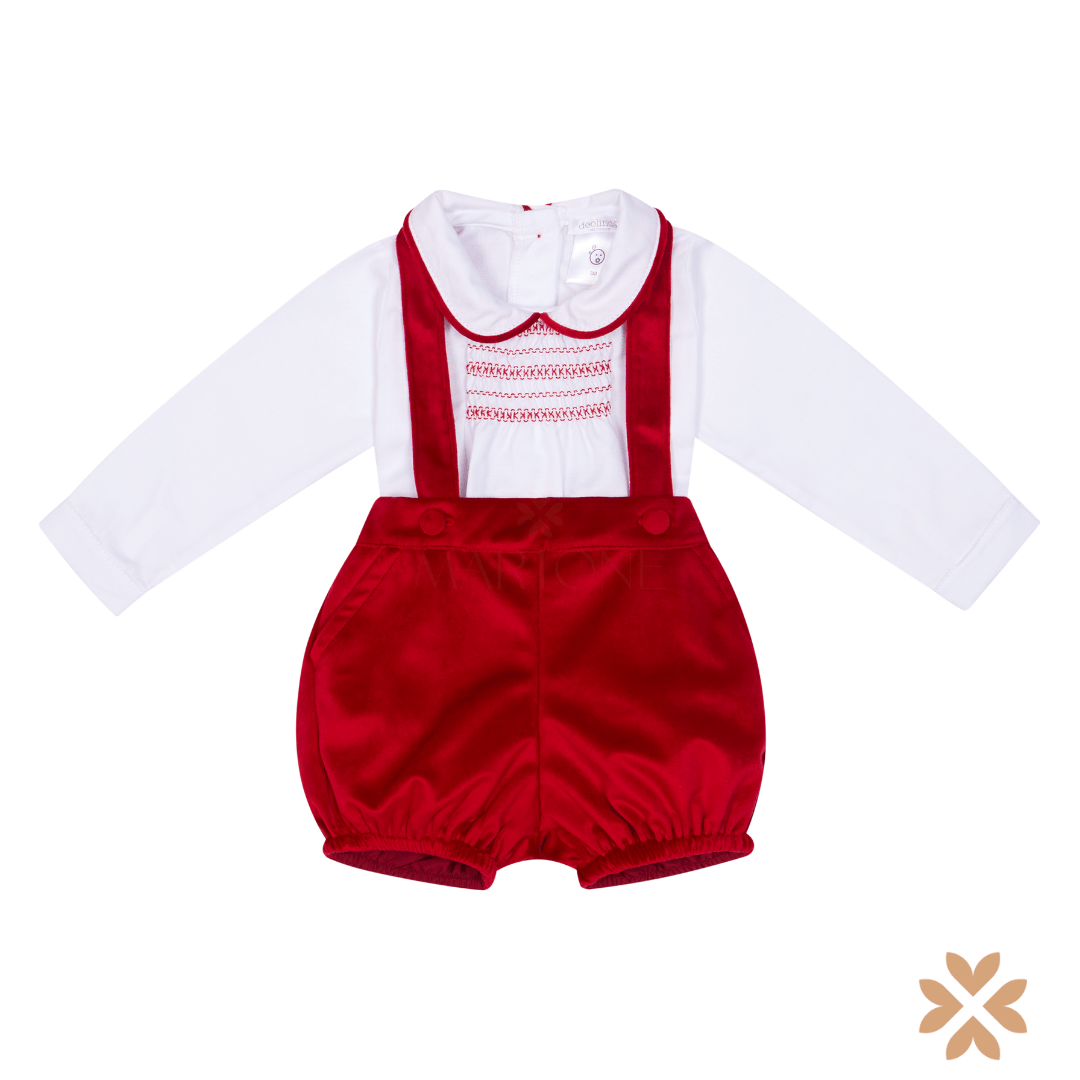 Completo con Bermuda  Palloncino in Velluto Rosso - Deolinda