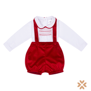 Completo con Bermuda  Palloncino in Velluto Rosso - Deolinda