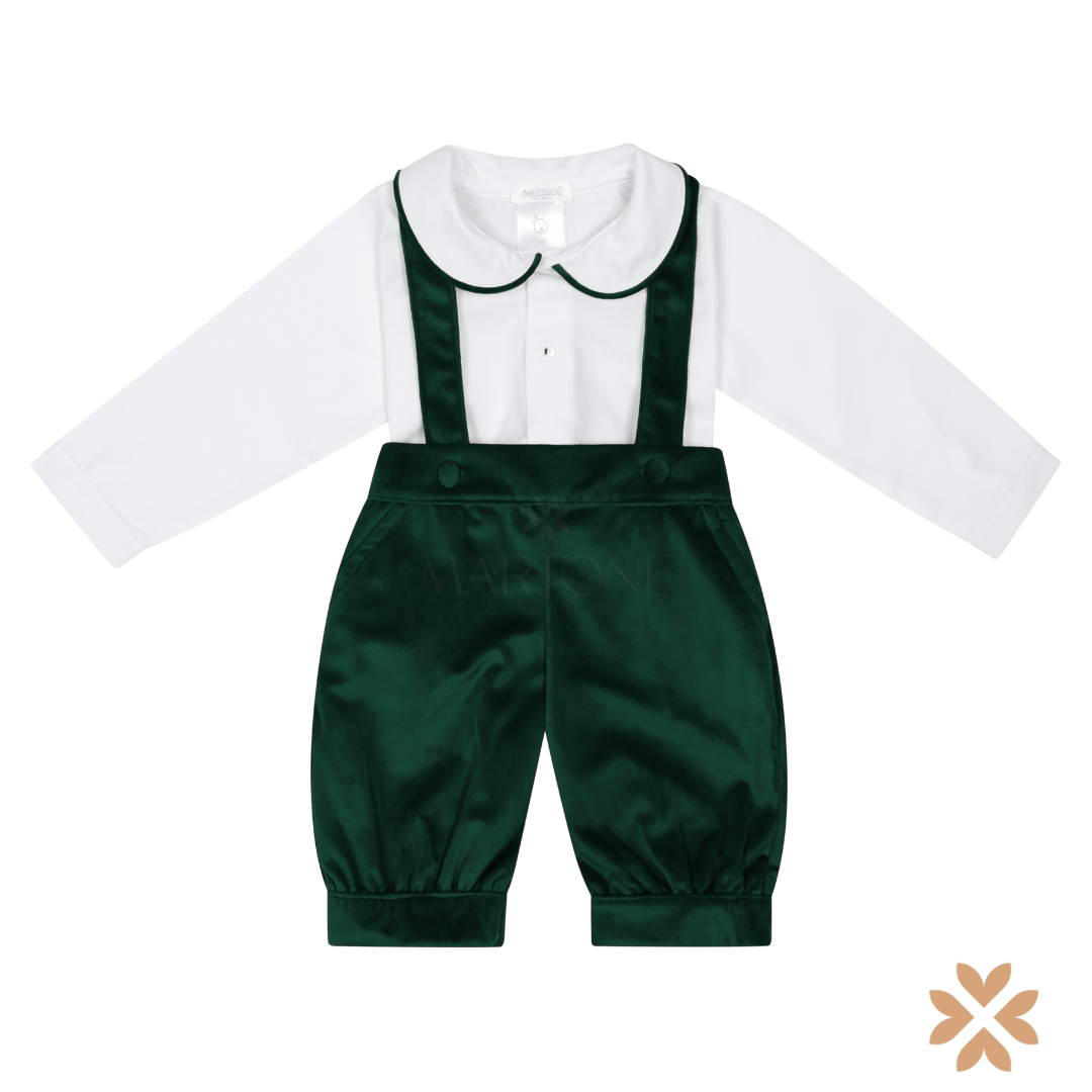 Completo con Bretelle in Velluto Verde - Deolinda