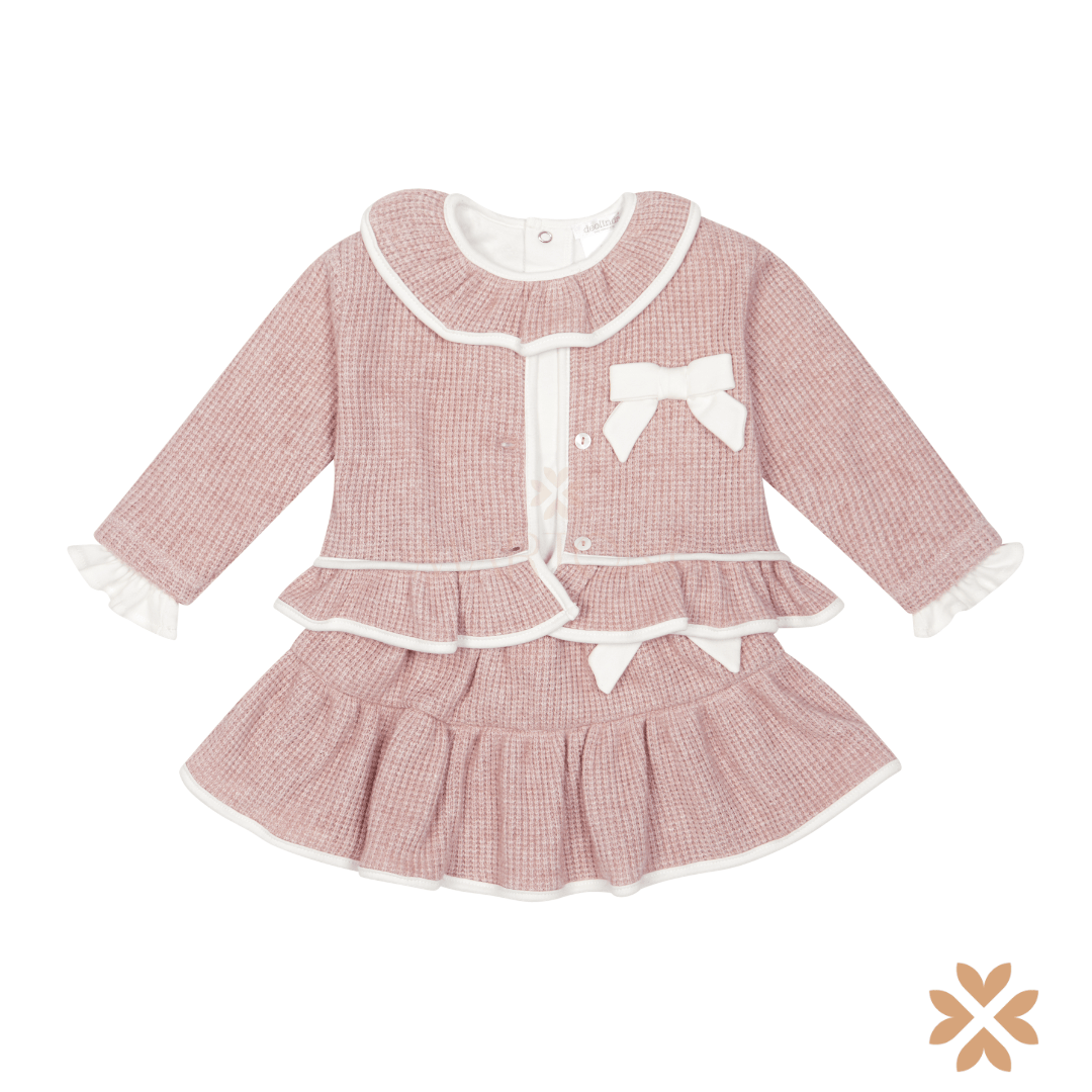 Completo tre pezzi rosa in maglia - Deolinda