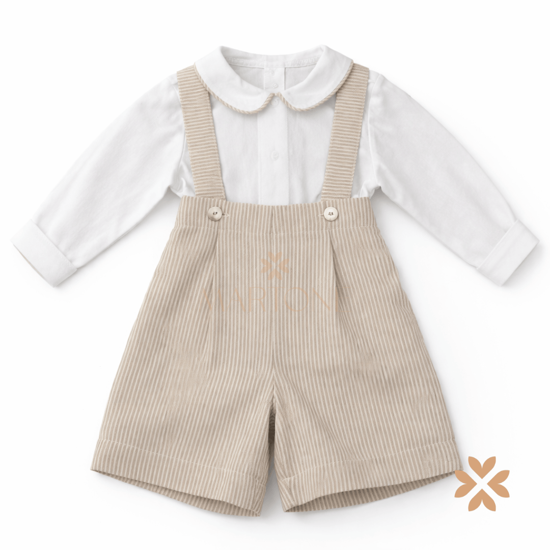 Salopette a righe  e camicia - Deolinda