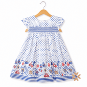 Abito a pois azzurri con punto smock e stampa Riviera - Dr.Kid