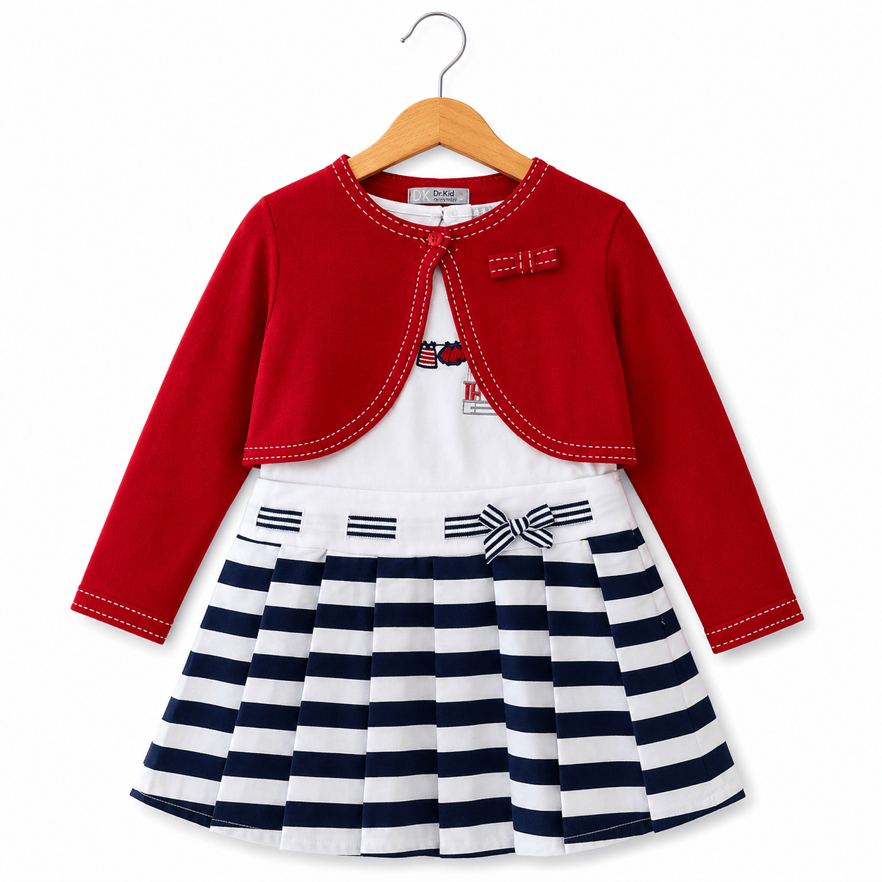 Completo bambina con cardigan rosso