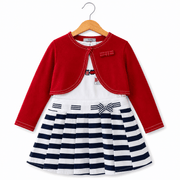 Completo bambina con cardigan rosso