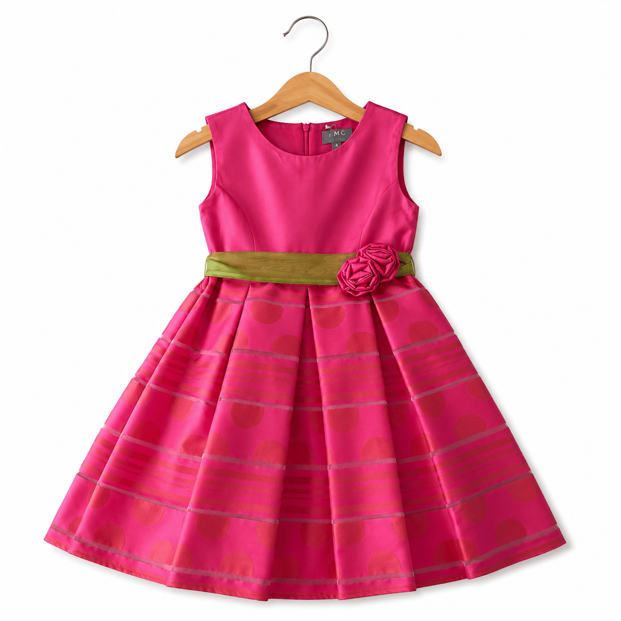 Abito bambina fucsia con cintura floreale