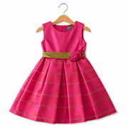 Abito bambina fucsia con cintura floreale