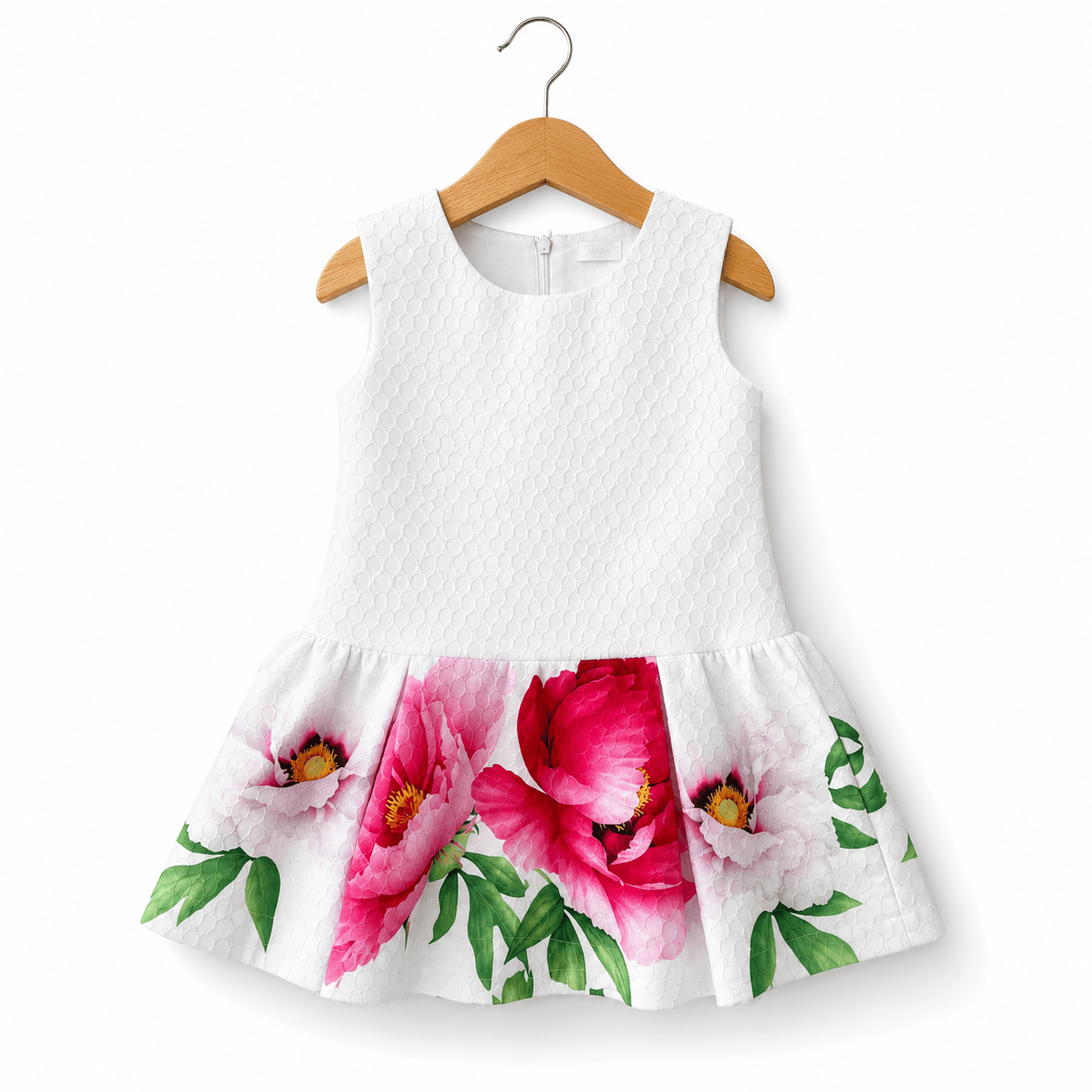Abito bambina bianco con stampa floreale
