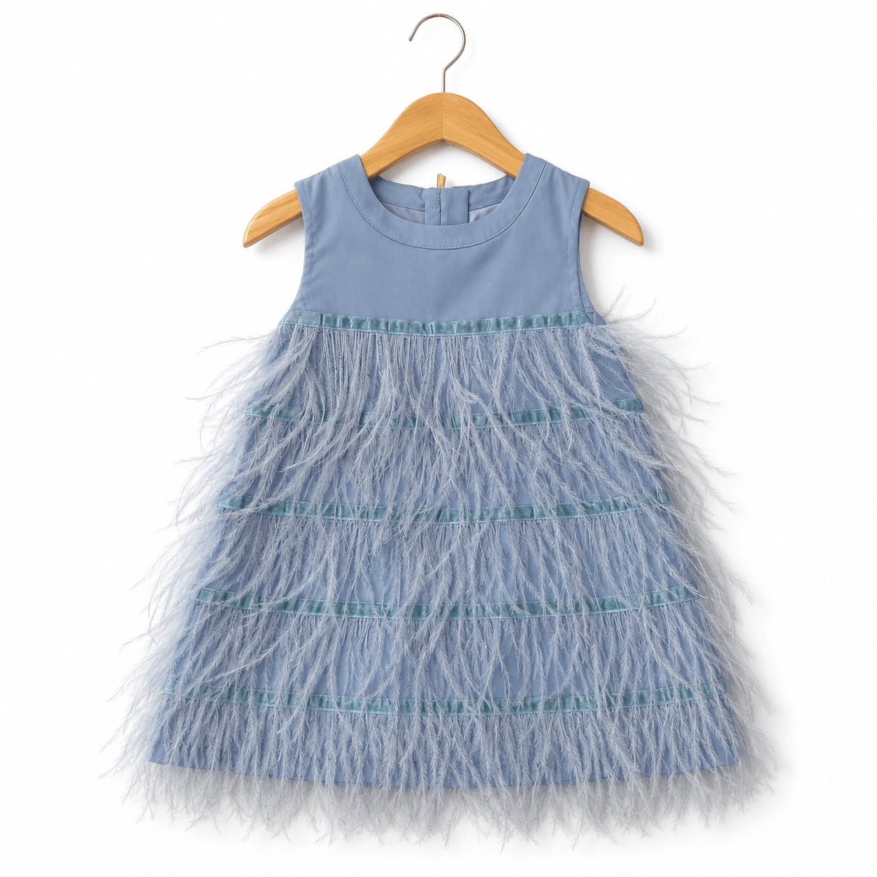 Abito azzurro con piume - Fun&Fun