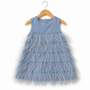 Abito azzurro con piume - Fun&Fun