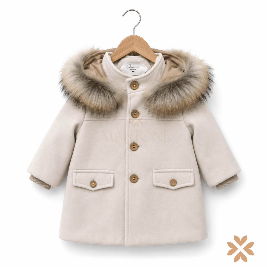 Cappotto in Panno con Cappuccio Ecopelliccia - Gastone