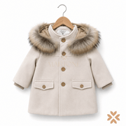 Cappotto in Panno con Cappuccio Ecopelliccia - Gastone