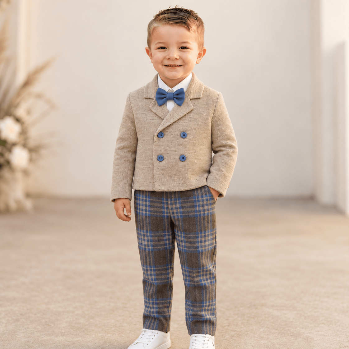 Completo Beige con Pantalone a Quadri - Gentlemen