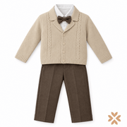 Completo con Cardigan Beige e Pantalone Moka - Gentlemen