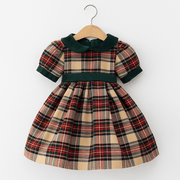 Abito in tartan fiocco velluto