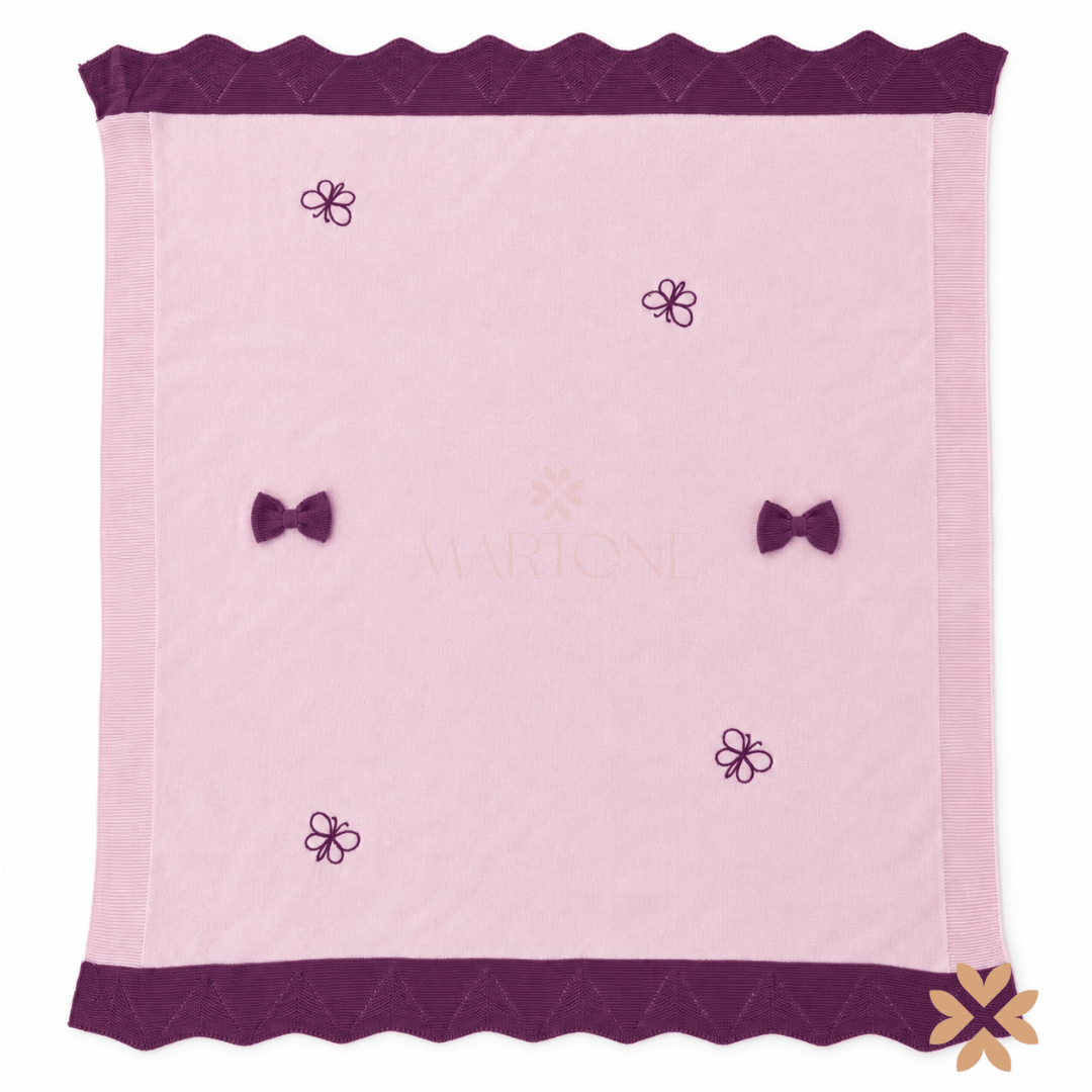 Coperta in Maglia Rosa e Prugna - Isabel&Martinez