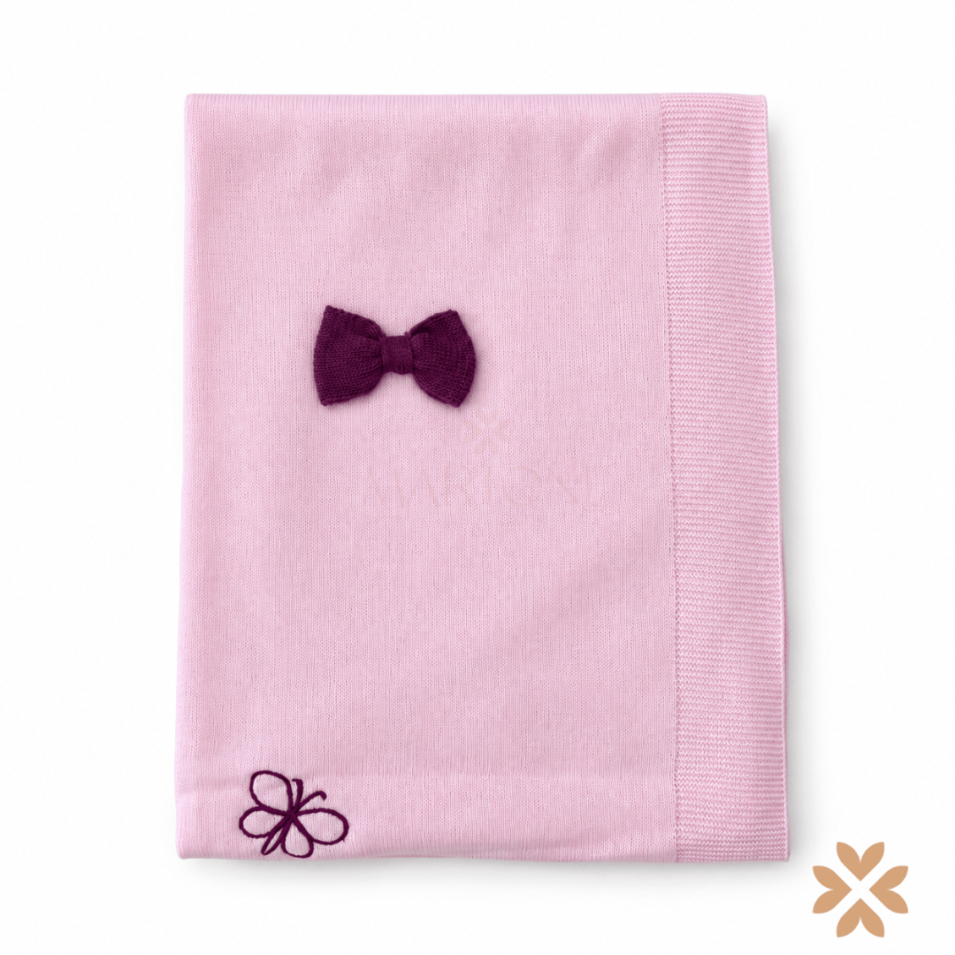 Coperta in Maglia Rosa e Prugna - Isabel&Martinez