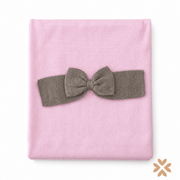 Coperta in Maglia Rosa e Tortora con Fiocco - Isabel&Martinez