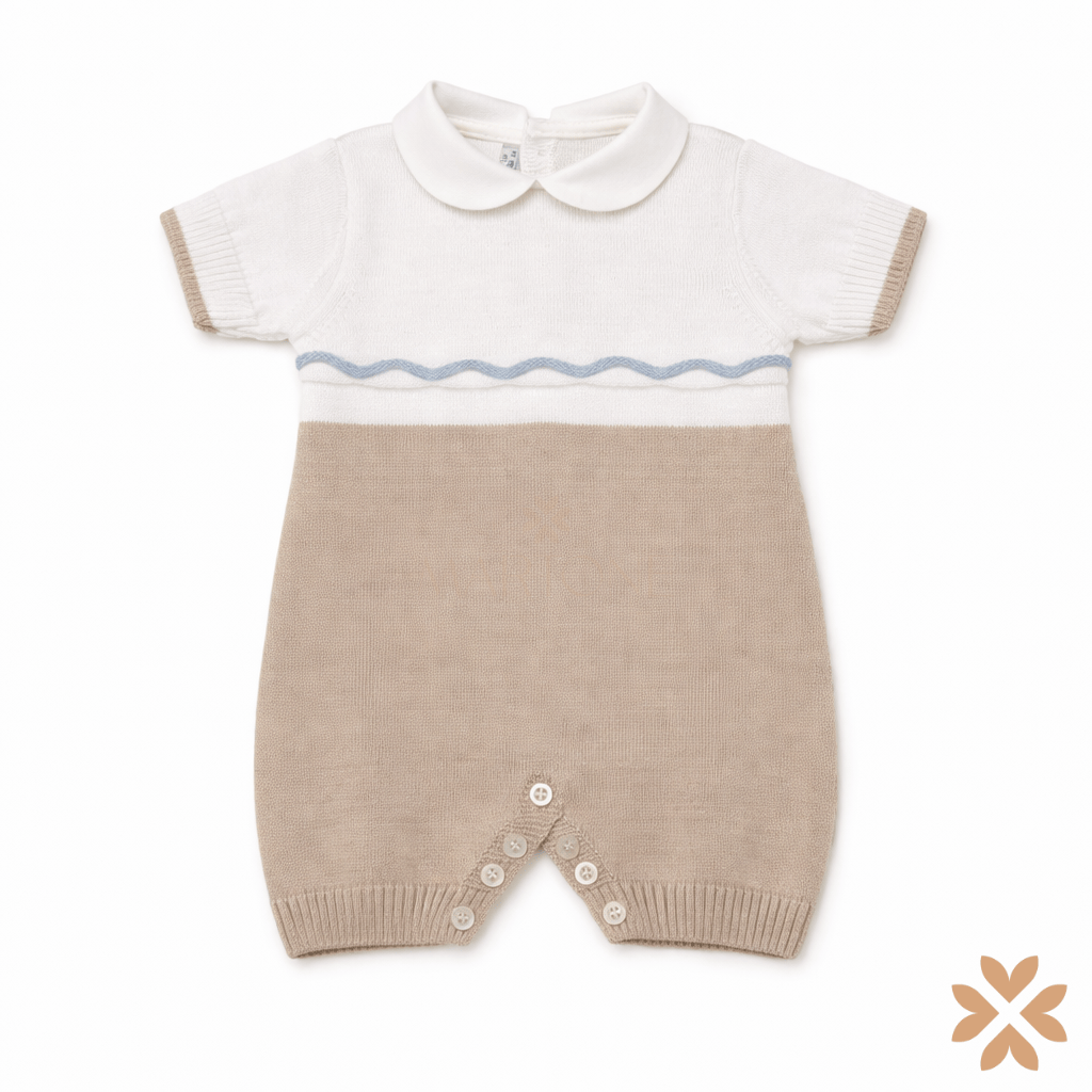 Pagliaccetto in filo di cotone panna e beige - Isabel&Martinez