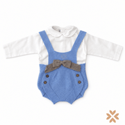 Salopette in Maglia Celeste con Fiocco - Isabel&Martinez