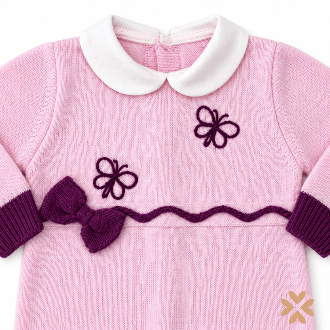 Tutina in Maglia Rosa con Fiocco - Isabel&Martinez
