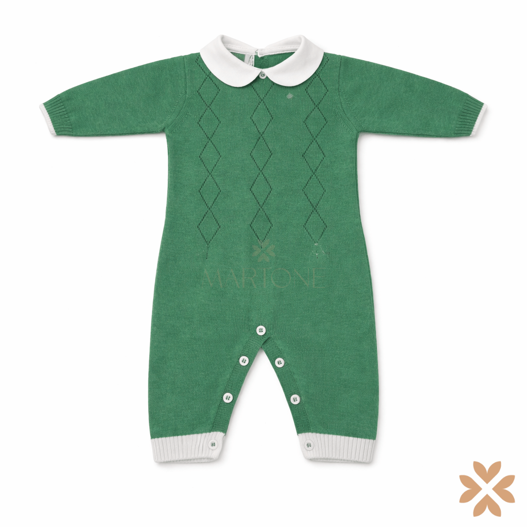 Tutina intera in filo di cotone verde - Isabel&Martinez