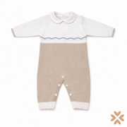Tutina neonato in filo di cotone panna e beige - Isabel&Martinez