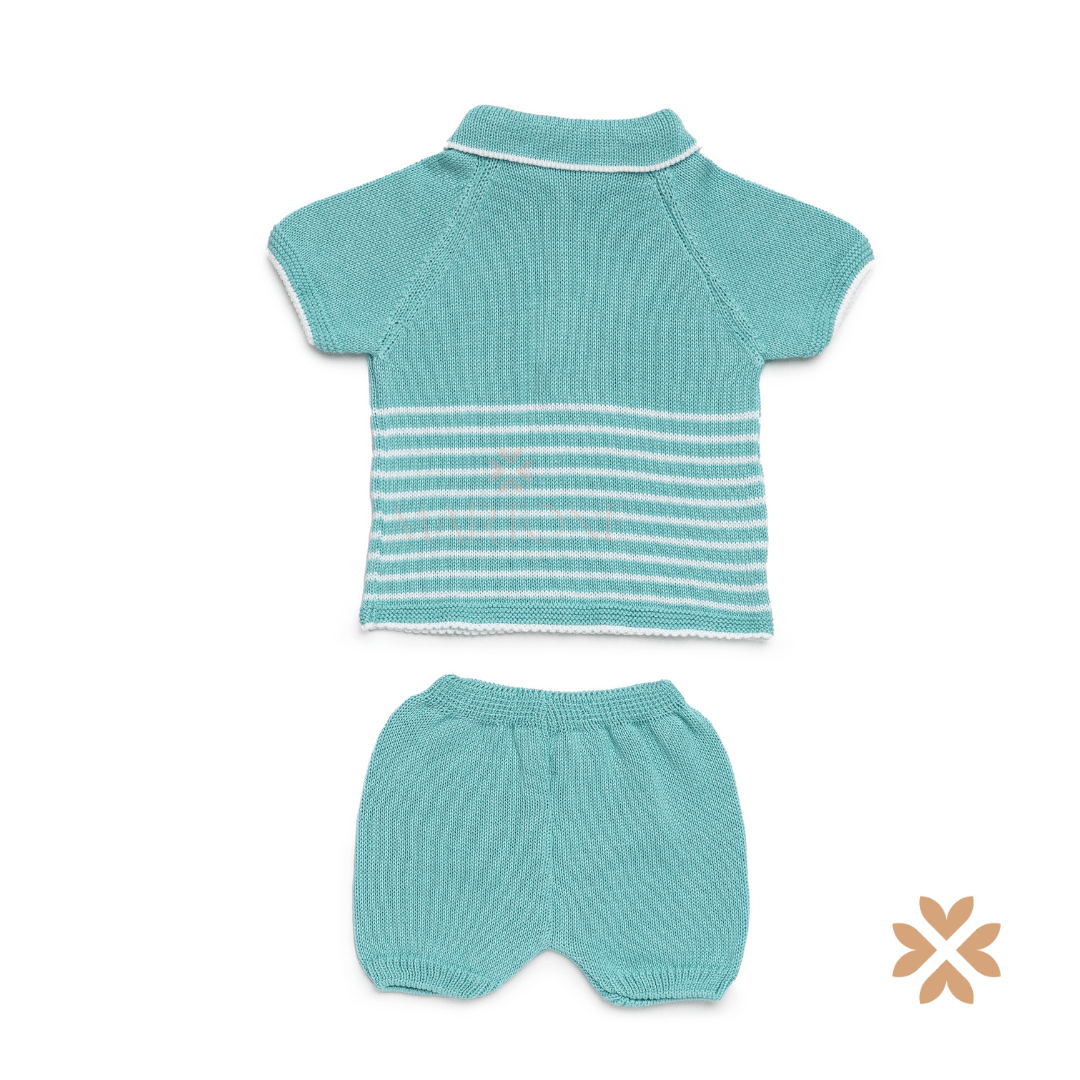 Completo a righe acquamarina - Juliana