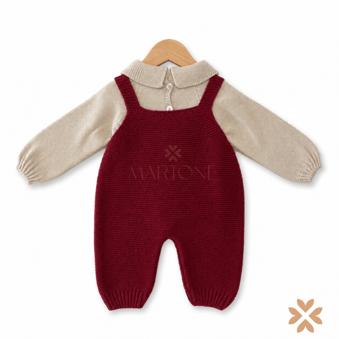 Completo con salopette orsetto in maglia - Juliana