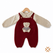 Completo con salopette orsetto in maglia - Juliana