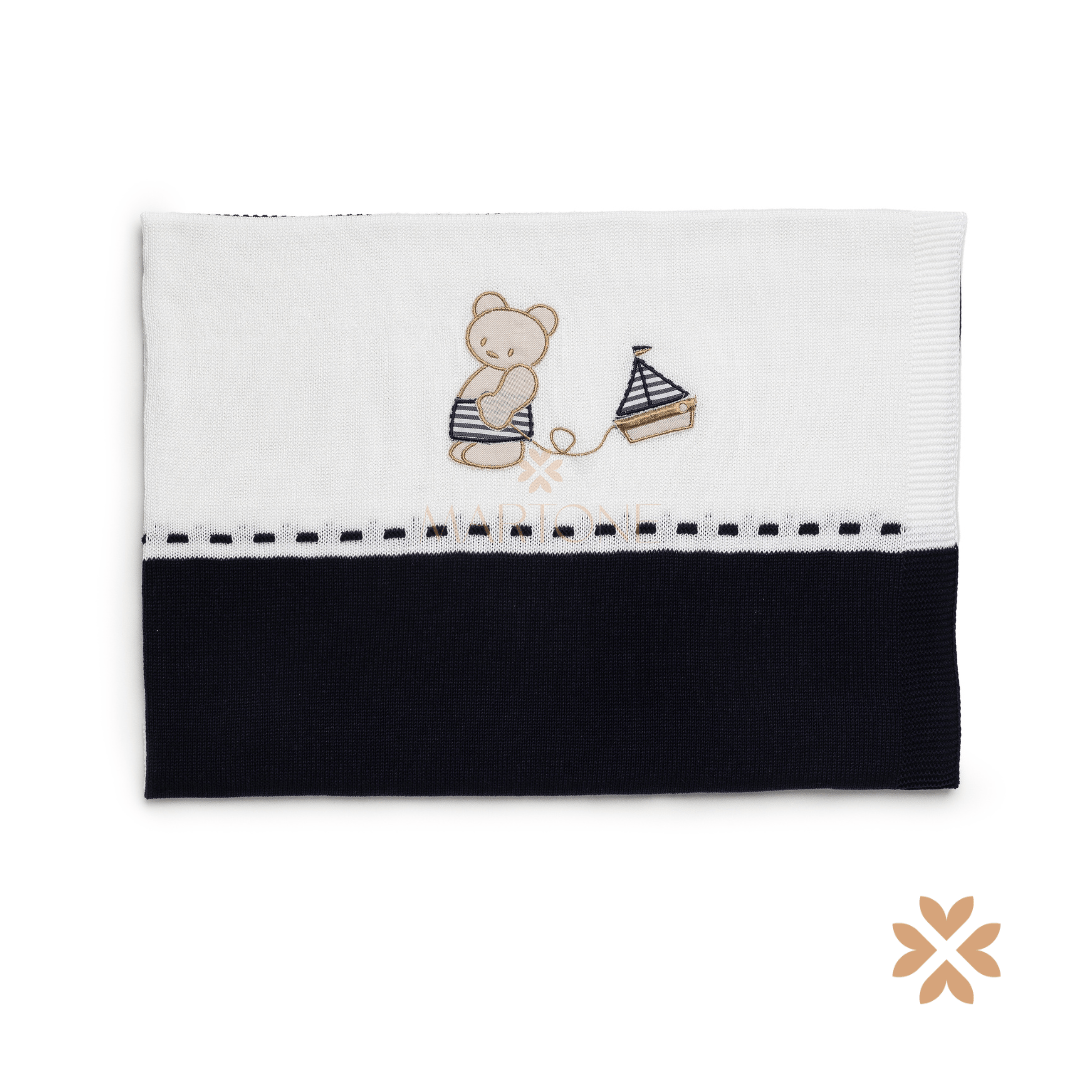 Coperta bicolore con orsetto - Juliana