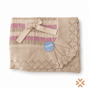 Coperta a righe in maglia con smerlo - Juliana