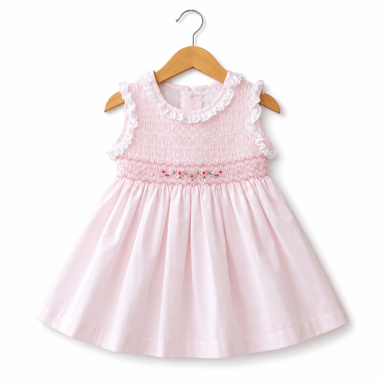 Abito bambina rosa con punto smock