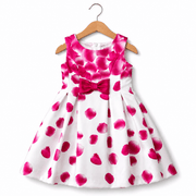 Abito bambina con stampa petali fucsia