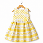 Abito bambina giallo pois e righe